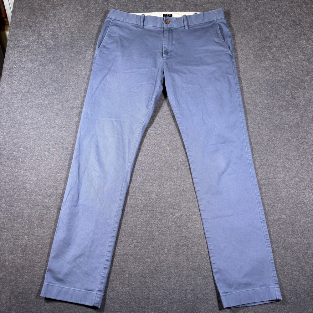J.Crew Flex Slim Chino Pants Mens 34x32 Blue Stretch Cotton Twill Trousers